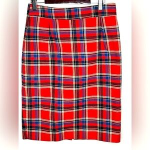 Red Royal Stewart tartan Y2K school girl pencil skirt  by XTaren.  Size medium.